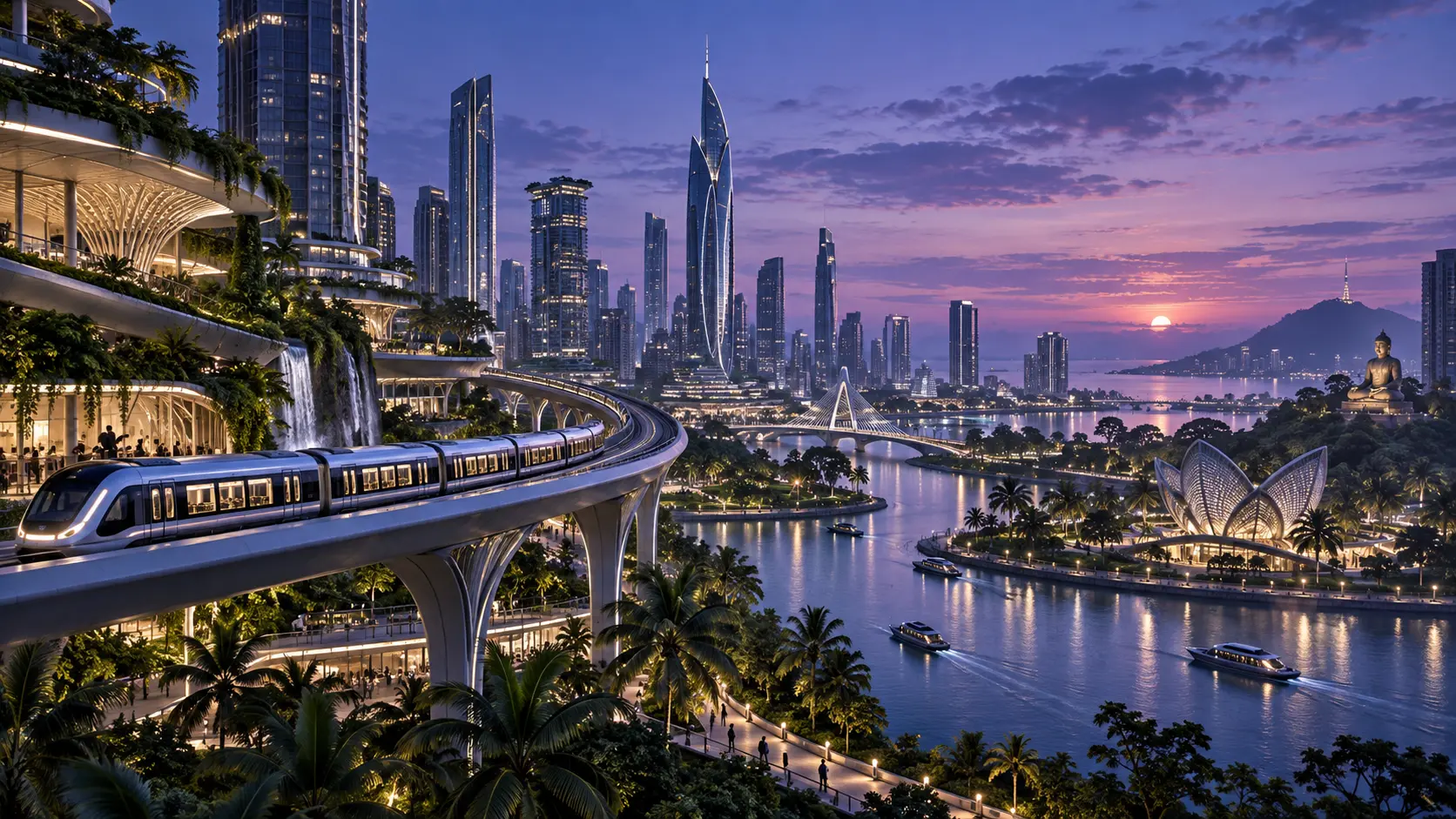 Campaign concept visual showing a sustainable futuristic Sri Lankan city
